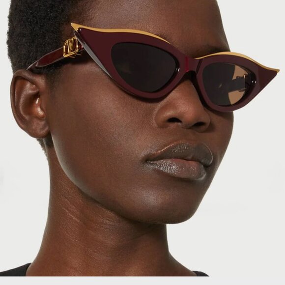 NEW V-GOLDCUT VLS-114B VALENTINO SUNGLASSES BORDEAUX CAT EYE EYEWEAR VALENTINO - Picture 1 of 13
